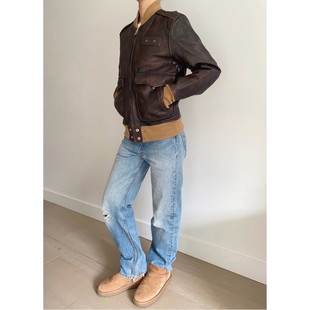 Diesel Leather Bomber Jacket brown - Picture 2 of 14